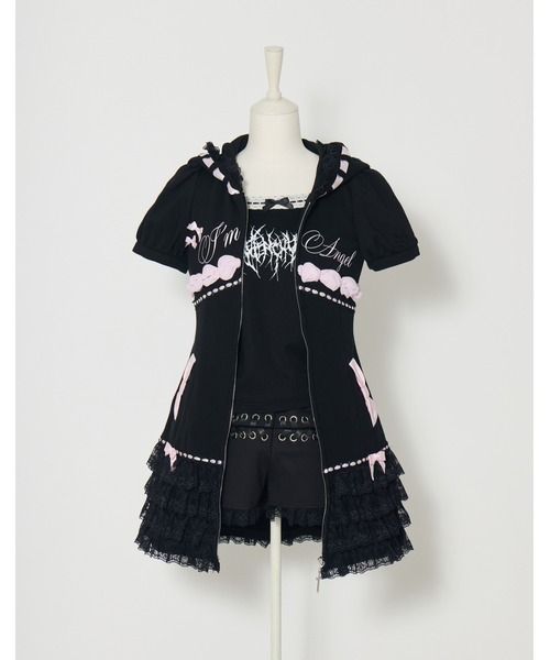 AVENCHUMU(アバンチュウム)の「Lace up & heart pocket short pants(その他パンツ・レディース・ブラック/ピンク/ブラック×ピンク・FREE)」の5枚目の写真