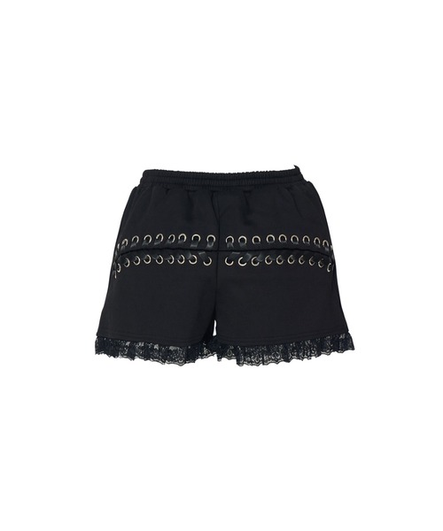AVENCHUMU(アバンチュウム)の「Lace up & heart pocket short pants(その他パンツ・レディース・ブラック/ピンク/ブラック×ピンク・FREE)」の6枚目の写真
