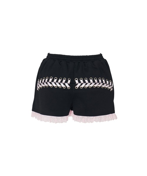 AVENCHUMU(アバンチュウム)の「Lace up & heart pocket short pants(その他パンツ・レディース・ブラック/ピンク/ブラック×ピンク・FREE)」の7枚目の写真