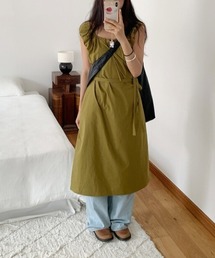 ストライプオフショルダーリボンワンピース
