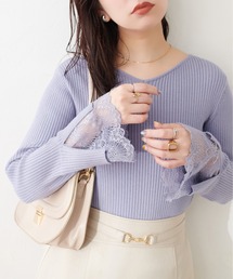 natural couture | 前後2WAY袖口レースリブニット(ニット/セーター)