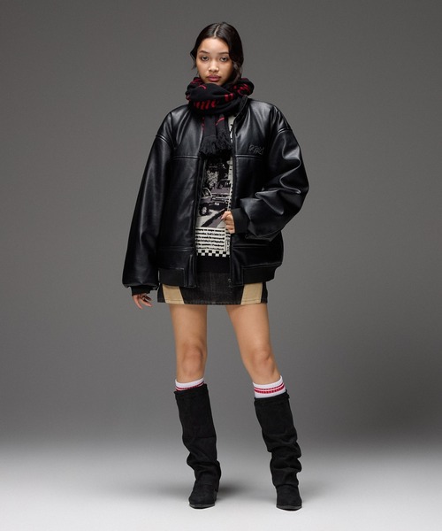 X-girl(エックスガール)の「X-girl NEWS LETTER JACQUARD KNIT TOP(ニット/セーター・レディース・ホワイト・ONE SIZE)」の11枚目の写真