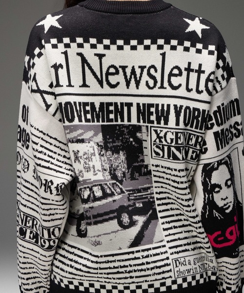 X-girl(エックスガール)の「X-girl NEWS LETTER JACQUARD KNIT TOP(ニット/セーター・レディース・ホワイト・ONE SIZE)」の13枚目の写真