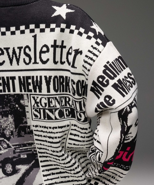 X-girl(エックスガール)の「X-girl NEWS LETTER JACQUARD KNIT TOP(ニット/セーター・レディース・ホワイト・ONE SIZE)」の14枚目の写真