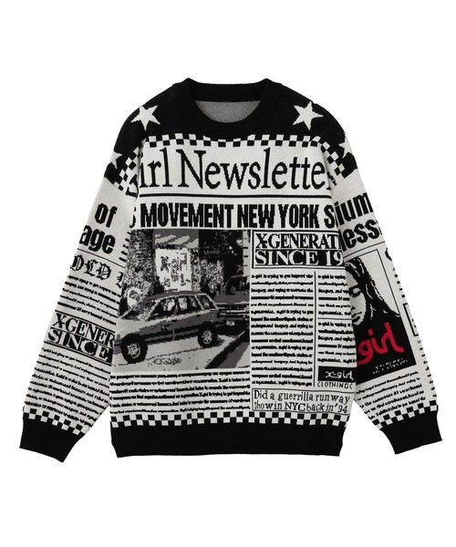 X-girl(エックスガール)の「X-girl NEWS LETTER JACQUARD KNIT TOP(ニット/セーター・レディース・ホワイト・ONE SIZE)」の17枚目の写真