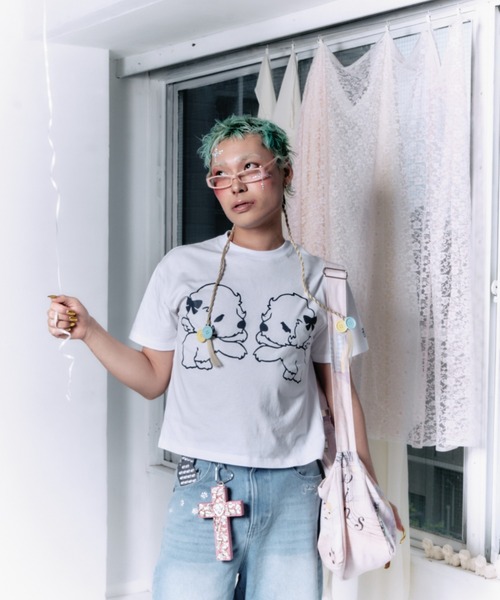 twins(nemne store)(ツインズ)の「twin puppies tee(Tシャツ/カットソー・レディース・Navy/White・SMALL/MEDIUM/LARGE)」の4枚目の写真