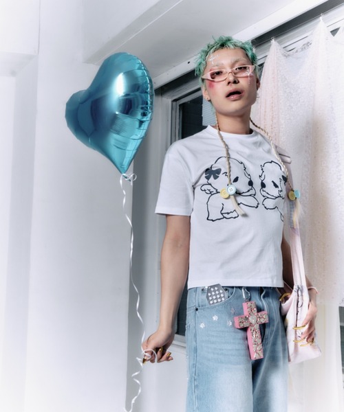 twins(nemne store)(ツインズ)の「twin puppies tee(Tシャツ/カットソー・レディース・Navy/White・SMALL/MEDIUM/LARGE)」の7枚目の写真