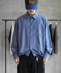 SAVEREM ドローコード ルーズ クロップド チェックシャツ