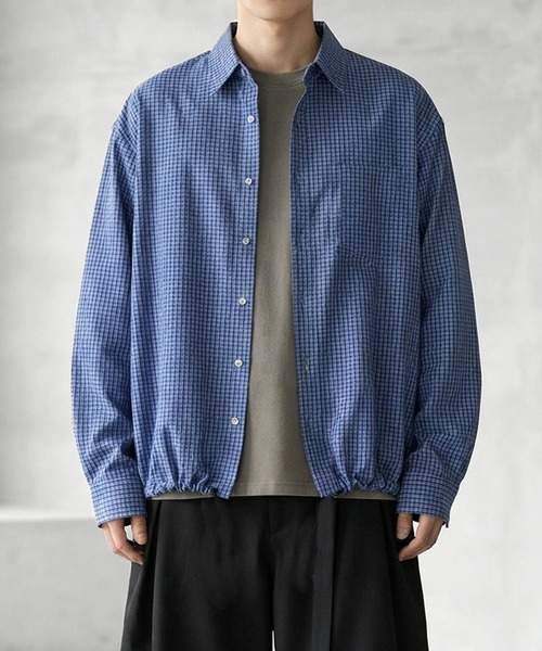 JOHNNY WOLF(ジョニーウルフ)の「SAVEREM ドローコード ルーズ クロップド チェックシャツ(シャツ/ブラウス・メンズ・ブラック/ネイビー・M/L/XL)」の12枚目の写真