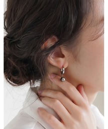 メタルボールドロップフープピアス