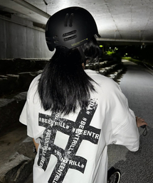 ヴィンテージハッシュタグジャイアントフィットメッシュ半袖Tシャツ(ホワイト)