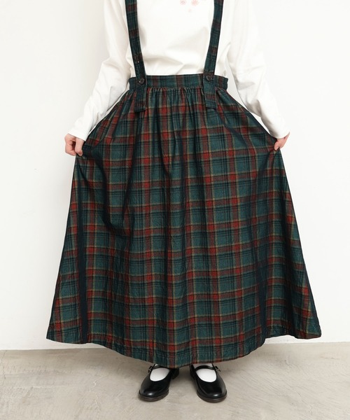 l'atelier du savon（アトリエドサボン）の「コーデュロイチェック サスペンダースカート（ジャンパースカート・レディース・ブルー/ブラック/イエロー・FREE）」の18枚目の写真