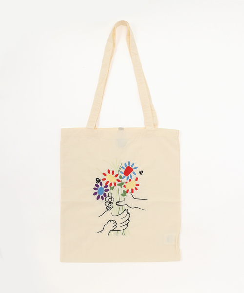 417 EDIFICE(フォーワンセブンエディフィス)の「NOT OEM FLOWER TOTE BAG(トートバッグ・メンズ・パープル/ブラック/アイボリー・FREE)」の2枚目の写真