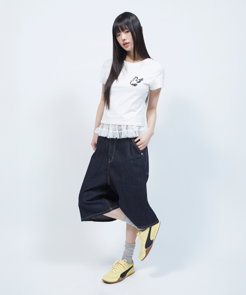 LMR(エルエムアール)の「ヴィンテージフローラルロゴスリム半袖TシャツWHITE(Tシャツ/カットソー・レディース・ホワイト・SMALL)」の4枚目の写真