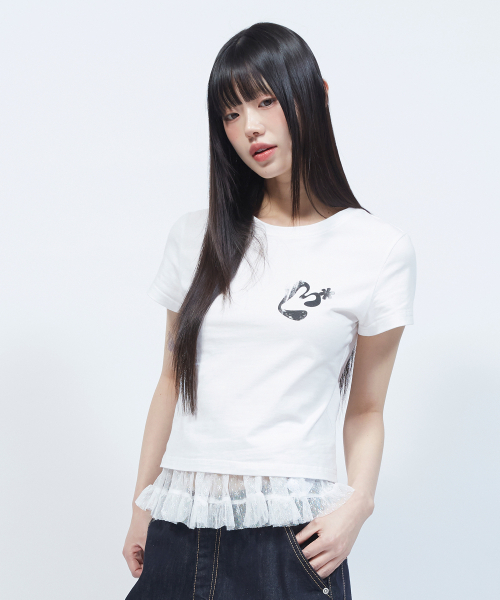 LMR(エルエムアール)の「ヴィンテージフローラルロゴスリム半袖TシャツWHITE(Tシャツ/カットソー・レディース・ホワイト・SMALL)」の5枚目の写真
