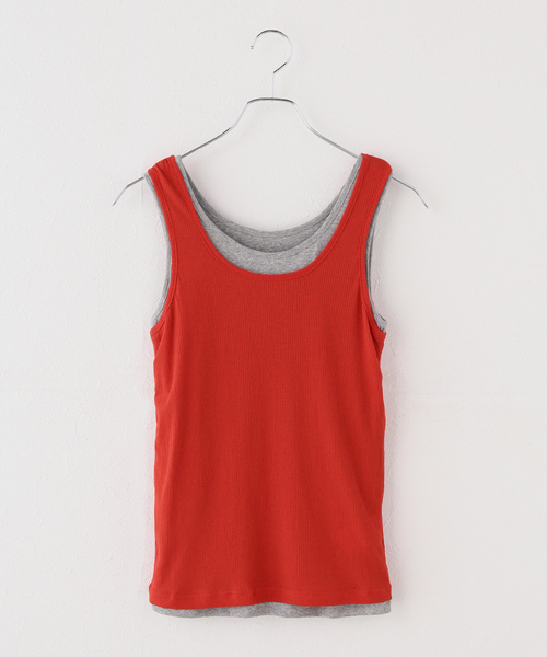 JOURNAL STANDARD(ジャーナルスタンダード)の「【2枚セット】SHEER SKINレイヤードノースリーブ(Tシャツ/カットソー・レディース・ネイビー/ボルドー/レッド・FREE)」の2枚目の写真