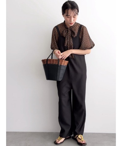 Te chichi(テチチ)の「麻調サロペット(サロペット/オーバーオール・レディース・ブラック/グレー・F)」の3枚目の写真