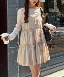 w closet（ダブルクローゼット）の「【着回し力◎/気映え】ベロアレース使いミニキャミワンピース（ワンピース）」