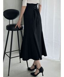 バックレースアップストレッチマーメイドスカート