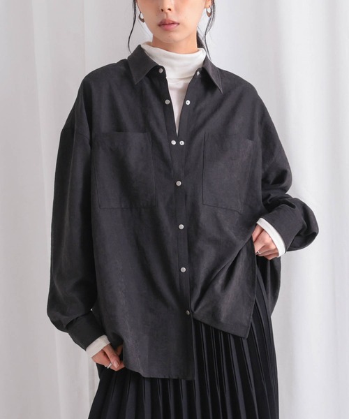 for/c(フォーシー)の「ライトスウェードオーバーシャツ【サスティナブル】(シャツ/ブラウス・レディース・スミクロ/ベージュ/ピンク・M/L)」の2枚目の写真