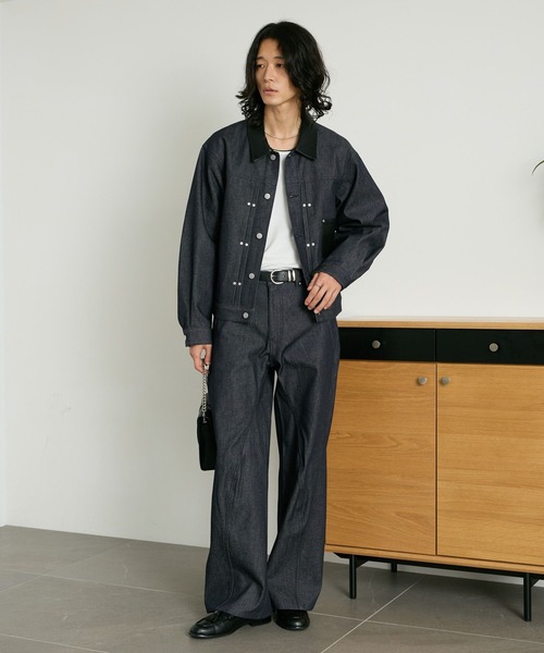 RAGEBLUE(レイジブルー)の「COMPACT SWITCHING DENIM JACKET/コンパクト切り替えデニムジャケット【セットアップ対応】(デニムジャケット・メンズ・ブラック/インディゴブルー・MEDIUM/LARGE)」の3枚目の写真