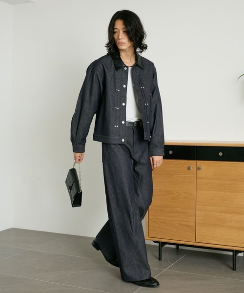 RAGEBLUE(レイジブルー)の「COMPACT SWITCHING DENIM JACKET/コンパクト切り替えデニムジャケット【セットアップ対応】(デニムジャケット・メンズ・ブラック/インディゴブルー・MEDIUM/LARGE)」の5枚目の写真