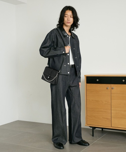 RAGEBLUE(レイジブルー)の「COMPACT SWITCHING DENIM JACKET/コンパクト切り替えデニムジャケット【セットアップ対応】(デニムジャケット・メンズ・ブラック/インディゴブルー・MEDIUM/LARGE)」の7枚目の写真