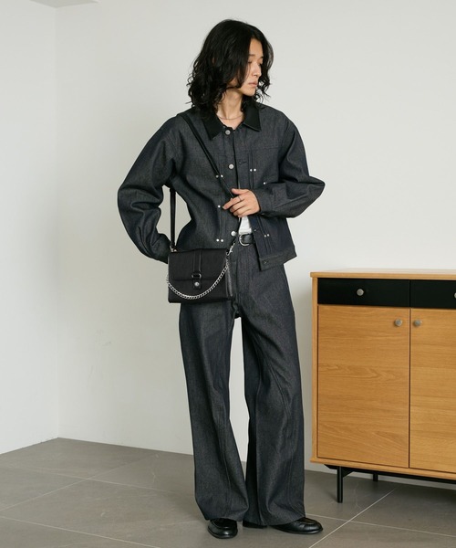 RAGEBLUE(レイジブルー)の「COMPACT SWITCHING DENIM JACKET/コンパクト切り替えデニムジャケット【セットアップ対応】(デニムジャケット・メンズ・ブラック/インディゴブルー・MEDIUM/LARGE)」の8枚目の写真