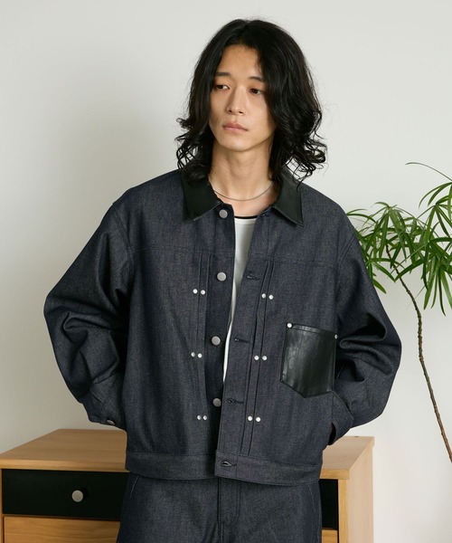 RAGEBLUE(レイジブルー)の「COMPACT SWITCHING DENIM JACKET/コンパクト切り替えデニムジャケット【セットアップ対応】(デニムジャケット・メンズ・ブラック/インディゴブルー・MEDIUM/LARGE)」の9枚目の写真