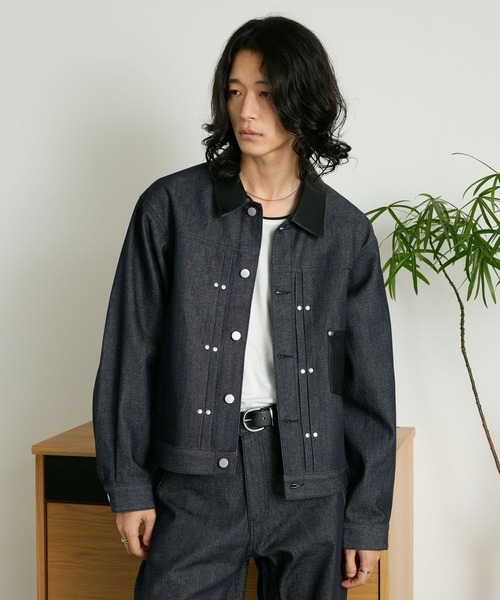 RAGEBLUE(レイジブルー)の「COMPACT SWITCHING DENIM JACKET/コンパクト切り替えデニムジャケット【セットアップ対応】(デニムジャケット・メンズ・ブラック/インディゴブルー・MEDIUM/LARGE)」の10枚目の写真