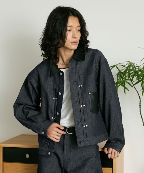 RAGEBLUE(レイジブルー)の「COMPACT SWITCHING DENIM JACKET/コンパクト切り替えデニムジャケット【セットアップ対応】(デニムジャケット・メンズ・ブラック/インディゴブルー・MEDIUM/LARGE)」の11枚目の写真