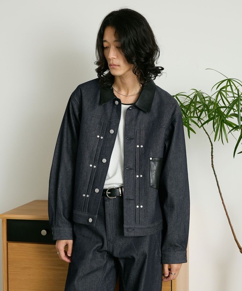 RAGEBLUE(レイジブルー)の「COMPACT SWITCHING DENIM JACKET/コンパクト切り替えデニムジャケット【セットアップ対応】(デニムジャケット・メンズ・ブラック/インディゴブルー・MEDIUM/LARGE)」の13枚目の写真
