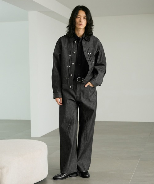 RAGEBLUE(レイジブルー)の「COMPACT SWITCHING DENIM JACKET/コンパクト切り替えデニムジャケット【セットアップ対応】(デニムジャケット・メンズ・ブラック/インディゴブルー・MEDIUM/LARGE)」の19枚目の写真