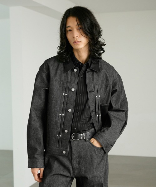 RAGEBLUE(レイジブルー)の「COMPACT SWITCHING DENIM JACKET/コンパクト切り替えデニムジャケット【セットアップ対応】(デニムジャケット・メンズ・ブラック/インディゴブルー・MEDIUM/LARGE)」の20枚目の写真