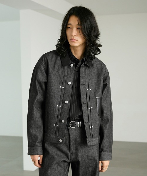 RAGEBLUE(レイジブルー)の「COMPACT SWITCHING DENIM JACKET/コンパクト切り替えデニムジャケット【セットアップ対応】(デニムジャケット・メンズ・ブラック/インディゴブルー・MEDIUM/LARGE)」の21枚目の写真