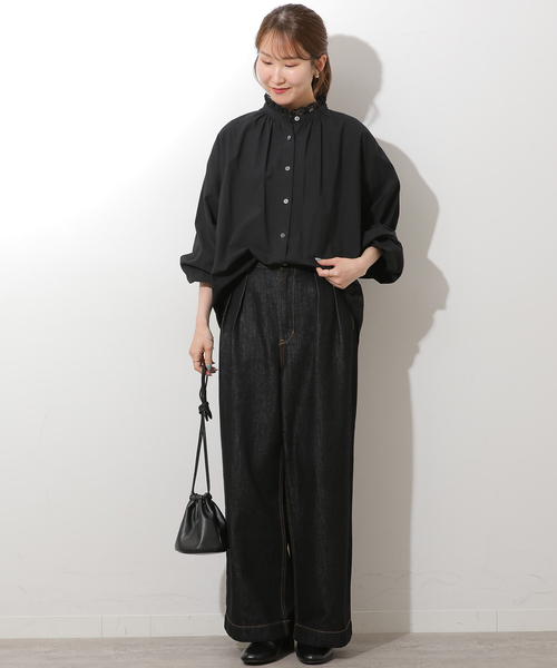 JOURNAL STANDARD relume(ジャーナルスタンダード レリューム)の「《WEB限定》フリルネックボリュームスリーブブラウス(シャツ/ブラウス・レディース・ホワイト/ブラック・FREE)」の6枚目の写真