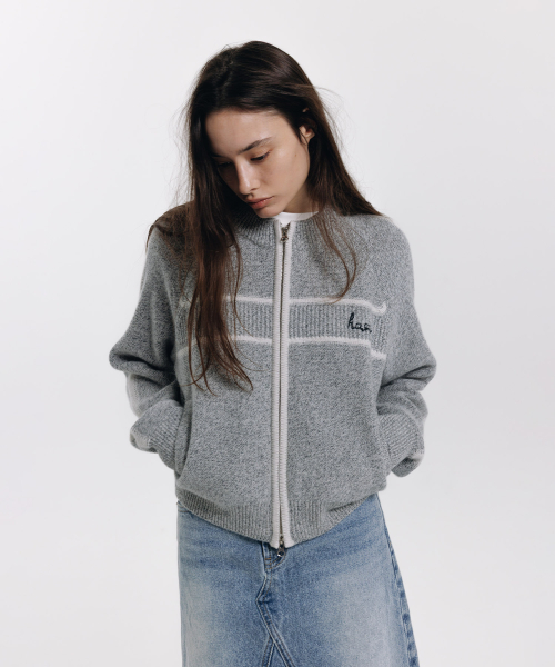 haag(ヘイグ)の「a lined zip-cardigan (grey)(カーディガン/ボレロ・レディース・その他・FREE)」の2枚目の写真