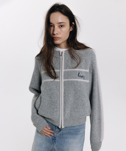 haag(ヘイグ)の「a lined zip-cardigan (grey)(カーディガン/ボレロ・レディース・その他・FREE)」の4枚目の写真
