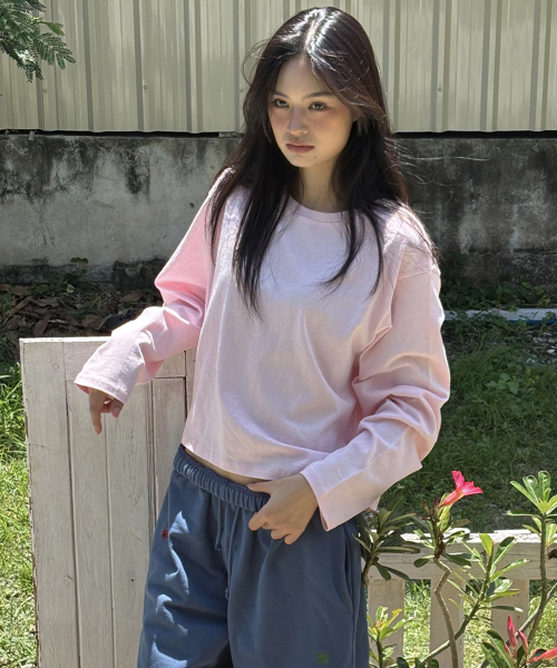 YAHNSISI(ヤーンシシ)の「ヴィンテージウォッシュド ロングスリーブT - ライトピンク(Tシャツ/カットソー・レディース・その他・FREE)」の1枚目の写真