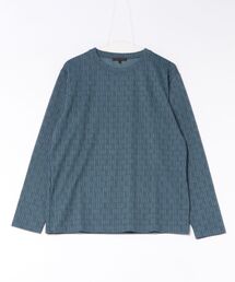 *Tシャツ メンズ 長袖 ストレッチ クルーネック 幾何学 リンクス ジャガード
