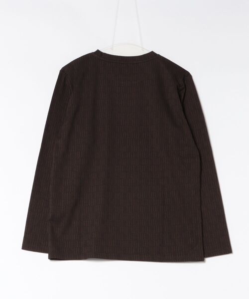 m.f.editorial(エムエフエディトリアル)の「*Tシャツ メンズ 長袖 ストレッチ クルーネック 幾何学 リンクス ジャガード(Tシャツ/カットソー・メンズ・ホワイト/ダークウッド/ブルー系その他/ブラック・MEDIUM/LARGE)」の5枚目の写真
