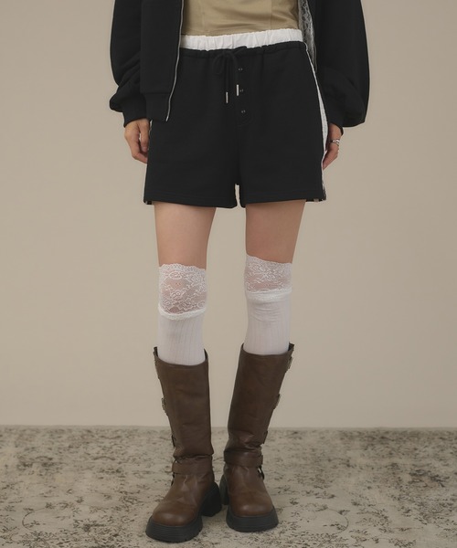 apres jour mignon(アプレジュールミニョン)の「【SETUP着用可能】レース付きショートパンツ(その他パンツ・レディース・ブラック/ブラウン系その他/杢グレー・フリー/LARGE)」の2枚目の写真
