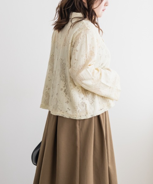 CLETTE(クレット)の「カラーレースシャツ(シャツ/ブラウス・レディース・ブラック/ピンク/イエロー・LL/4L/3L)」の9枚目の写真