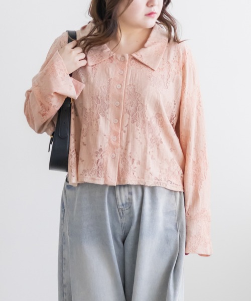 CLETTE(クレット)の「カラーレースシャツ(シャツ/ブラウス・レディース・ブラック/ピンク/イエロー・LL/4L/3L)」の13枚目の写真