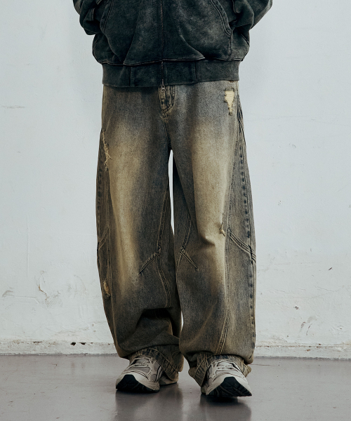 BROWNBREATH（ブラウンブレス）の「VINTAGE DESTROYED DENIM PANTS（デニムパンツ・レディース・ダークブルー・SMALL/MEDIUM/LARGE/X-LARGE）」の3枚目の写真