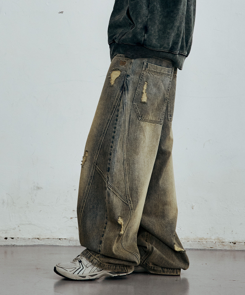 BROWNBREATH（ブラウンブレス）の「VINTAGE DESTROYED DENIM PANTS（デニムパンツ・レディース・ダークブルー・SMALL/MEDIUM/LARGE/X-LARGE）」の4枚目の写真