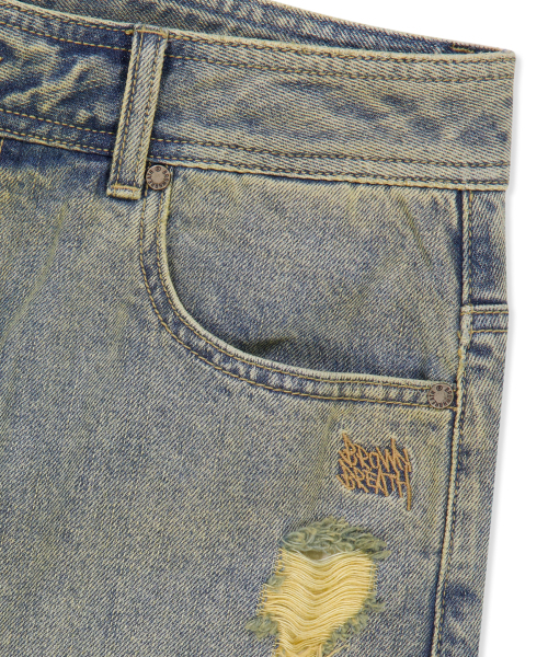BROWNBREATH（ブラウンブレス）の「VINTAGE DESTROYED DENIM PANTS（デニムパンツ・レディース・ダークブルー・SMALL/MEDIUM/LARGE/X-LARGE）」の7枚目の写真