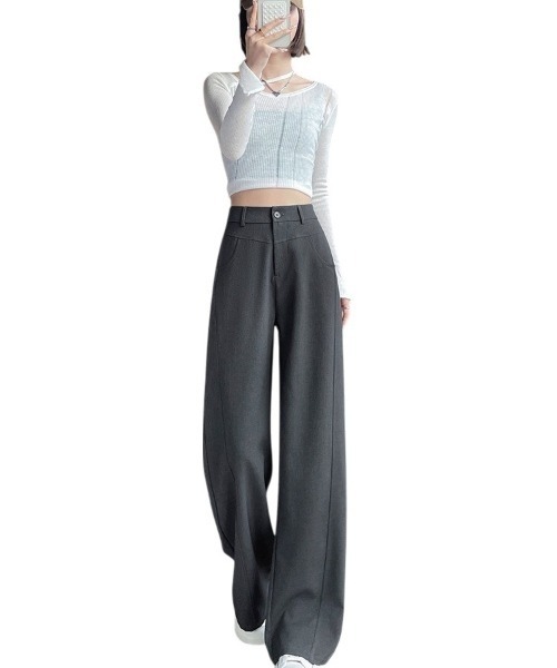 BACKYARD FAMILY（バックヤードファミリー）の「ハイウエスト パンツ（その他パンツ・レディース・ダークグレー/グレイッシュベージュ/ブラック・S/L/M/XL）」の8枚目の写真