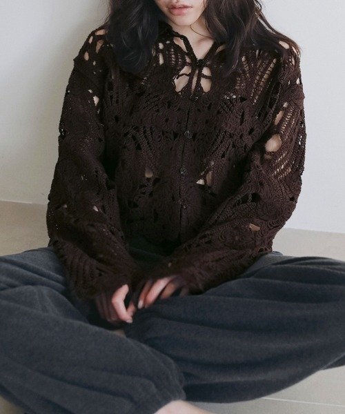 刺繡 鏤空編織蕾絲罩衫襯衫