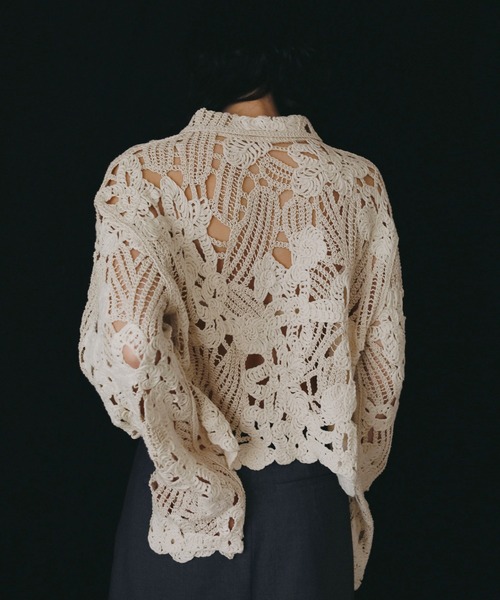 刺繡 鏤空編織蕾絲罩衫襯衫
